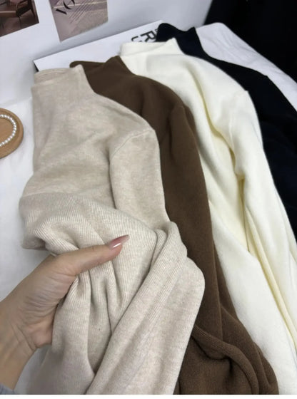 2025 Autumn Winter Fashion Turtleneck Ladies Solid Sweater Women's Casual Vintage Knitted Long Sleeve Pullovers Woman Clothing.
