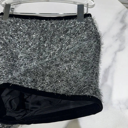 Trendy Women's Solid Color Bright Silk Woolen Shorts 2024 Autumn Fashion New Items High Waist Short Pants Female