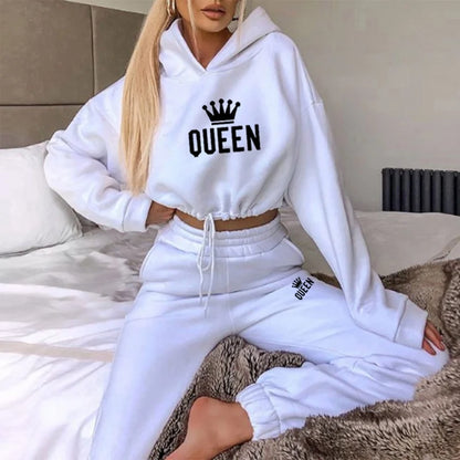 2025 herbst Winter Frauen Sweatshirt Set Einfarbig Casual Einfache Mit Kapuze 2-teiliges Outfit Set Mode Gym Jogging Frau Hose Sets.