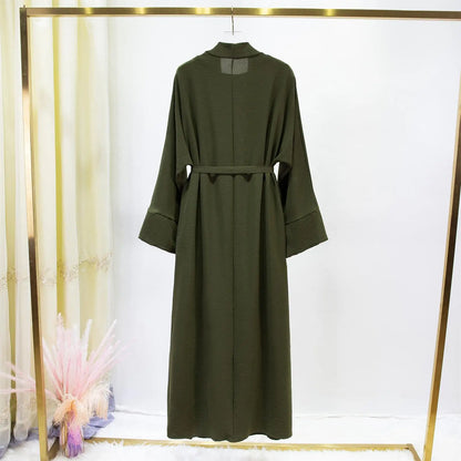 2 Bilder Muslimische Sets Muslim Jilbab Zwei Stücke Frauen Heraus Abaya Lose Strickjacke Mantel Ärmelloses Innenkleid Gebetskleidung mit Gürtel.