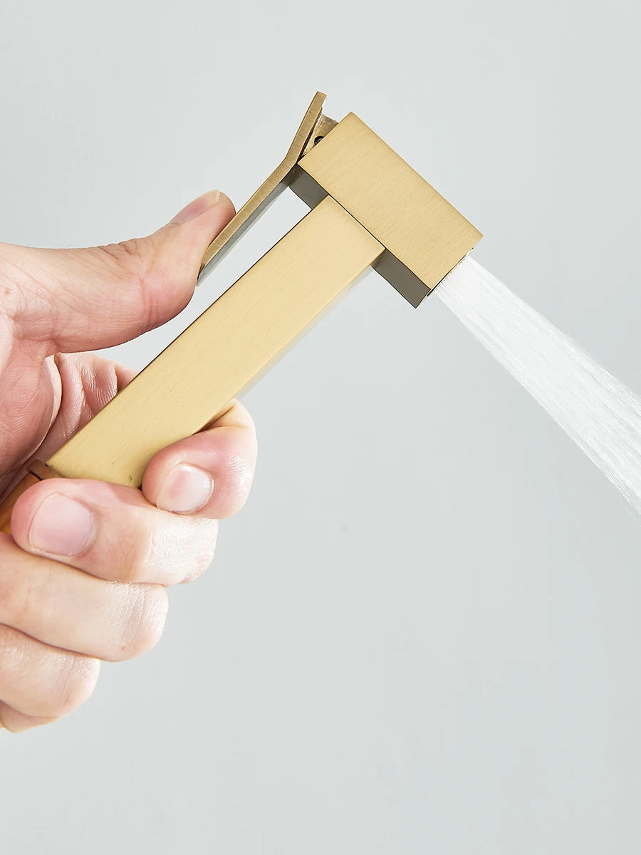 4 in 1 Gold Brushed Shower System Rainfall Shower Hot Cold Water Mixer With Bidet Faucet Bath Shower Faucet For Bathroom