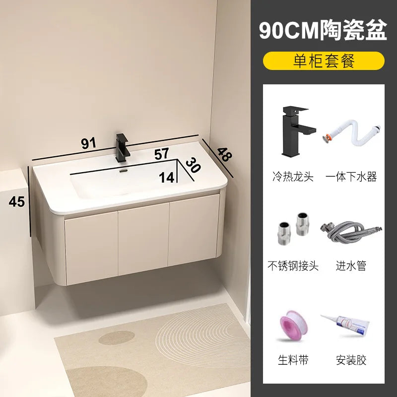 Moderner intelligenter Badezimmerschrank, Wabenstruktur, Aluminium, WC, Waschbecken, Schrank, Kombination, integriertes Keramikwaschbecken, Waschtisch