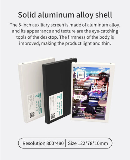 3.5 / 5 Inch IPS Type-C Secondary Screen Mini Computer USB Display CPU GPU RAM HDD Monitor with Holder Metal Case No Use AIDA64.