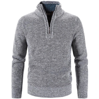 Winter Men's Fleece Thicker Sweater Half Zipper Turtleneck Warm Pullover Quality Male Slim Knitted Wool Sweaters for Spring.