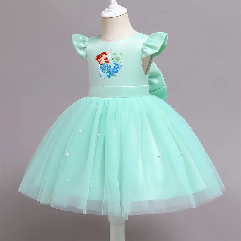 Die kleine Meerjungfrau elegante Prinzessin Spitze Kleid Kinder kleider für Mädchen Vintage Kinder Geburtstags feier Kleider Weihnachts kleidung.