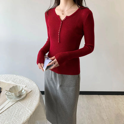 2026 frühling Herbst Grundlegende Pullover Gestrickte Frauen Pullover Taste Oansatz Pullover Weibliche Pullover Schlank Solide Bold Streifen Tops.