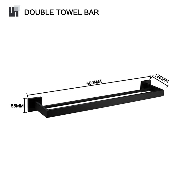 Schwarz Bad zubehör Edelstahl Set Wandre gal Handtuch halter Handtuch halter Taschentuch halter Kleider haken Toiletten bürste Anhänger