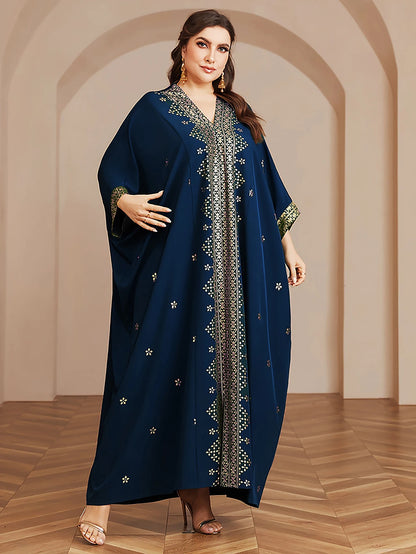 Wow! Langarm-Abaya in Übergröße mit Goldfolie – atemberaubendes arabisches Kleid, steigern Sie Ihren Stil für jede Veranstaltung!.