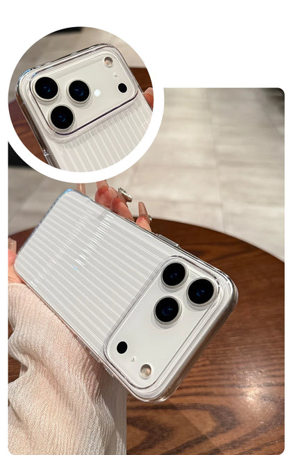 17 Pro Max Luxury Transparent Corrugated Pattern Ultra Thin Case For iPhone 17 Air 16 15 14 Pro Max Plus Shockproof Soft Cover.