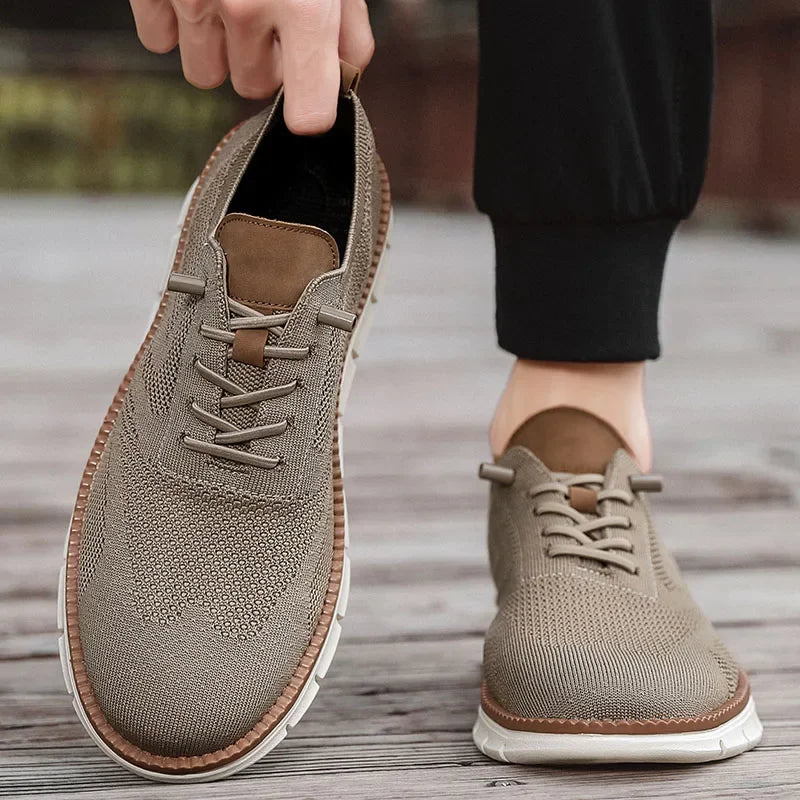 Herren-Freizeitschuhe, klassische, atmungsaktive Brogue-Flats, dämpfende Farbblock-Design-Kleiderschuhe, vielseitige Turnschuhe, leicht.