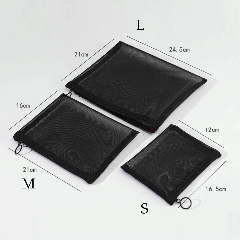 Women Mesh Cosmetic Bag Travel Storage Makeup Bag Organizer Female Make Up Pouch Portable Small Large Toiletry Beauty Case