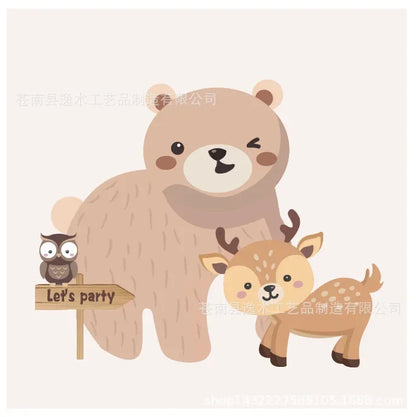 Cartoon Tiere Party Einweg Geschirr Wilde Bär Fuchs Wald Tiere Party DIY Dschungel Safari Alles Gute Zum Geburtstag Baby Dusche Dekor.