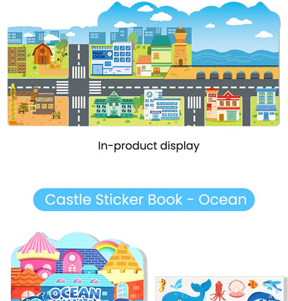 Kids' Reusable Castle Jelly Sticker Book Multi-Theme DIY Creative Jelly Stickers Portable Quiet Busy Book Montessori Sticker Toy