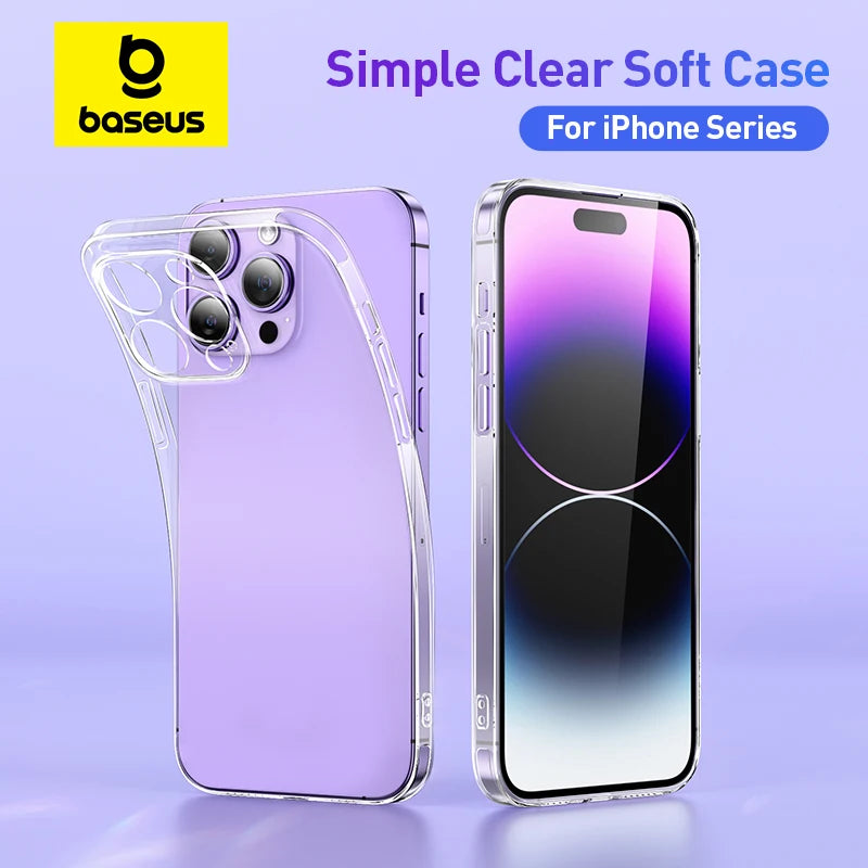 Baseus Clear TPU Case for iPhone 17 16 15 14 13 12 11 Pro Max Plus Air Soft Transparent Phone Cover Soft Thin Protective Case.