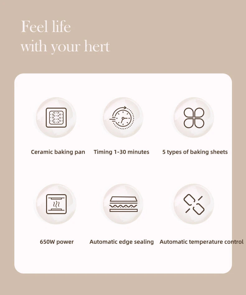 Electric Sandwich Maker Multifunctional Waffle Machine Toaster Baker Breakfast Machine Takoyaki Pancake Donuts Sandwichera 220V.