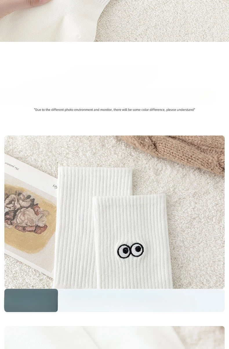 New 5 Pairs Cool Women White Cute Funny Socks Set Cartoon Lady Autumn Winter Female Girl Kawaii Sport Short Socks For Women.