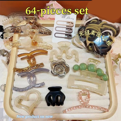 New 8-137PCS Set Hair Clip Combination Women Hair Accessories Grab Clip Hair Band Temperament Hairclip High Ponytail Headband.