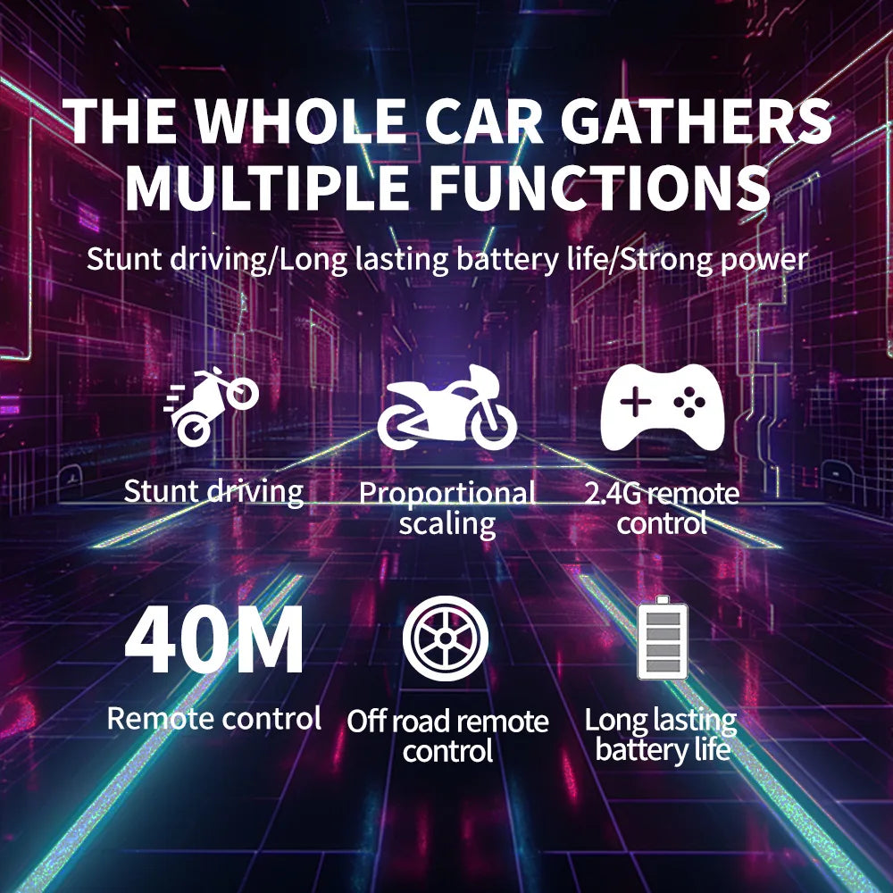 New Stunt Motorcycle 360 ° Rotation Remote Control Car High-Speed Drift Rc Racing Boy Toy Car Model Christmas Halloween Gift.