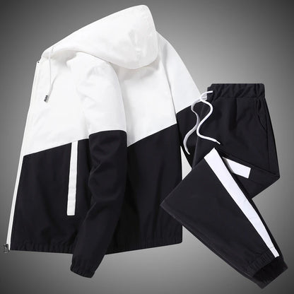 2025 Men Tracksuit Casual Joggers Hooded Sportswear Jackets And Pants 2 Piece Sets Hip Hop Running Sports Suit.