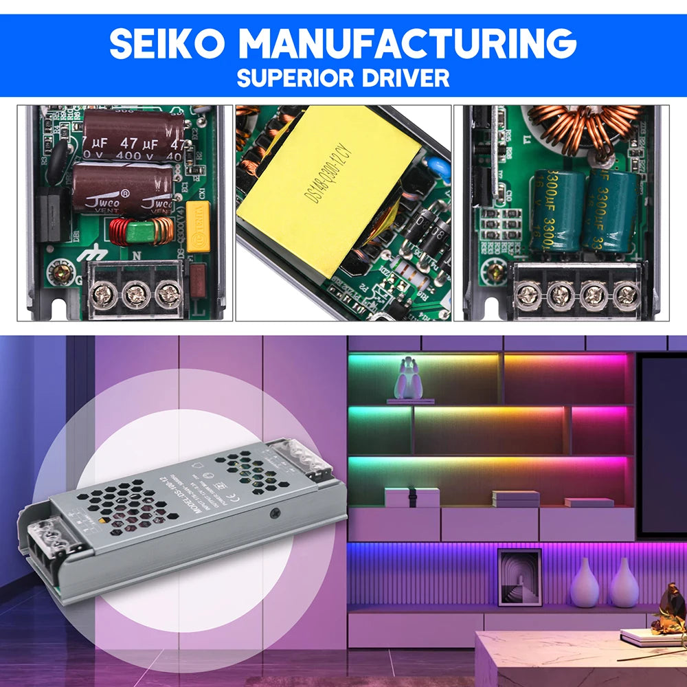 12V 24V 60W 100W 150W 200W 300W 400W Transformer Power Supply 110V 220V 230V AC to 12 24 Volt DC LED Strip Light Bulb LED Driver.
