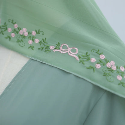 Front Open Abaya with Hijab 2 Piece Set Muslim Embroidery Abayas for Women Dubai Modest Islamic Clothing Kaftan Turkish Dresses