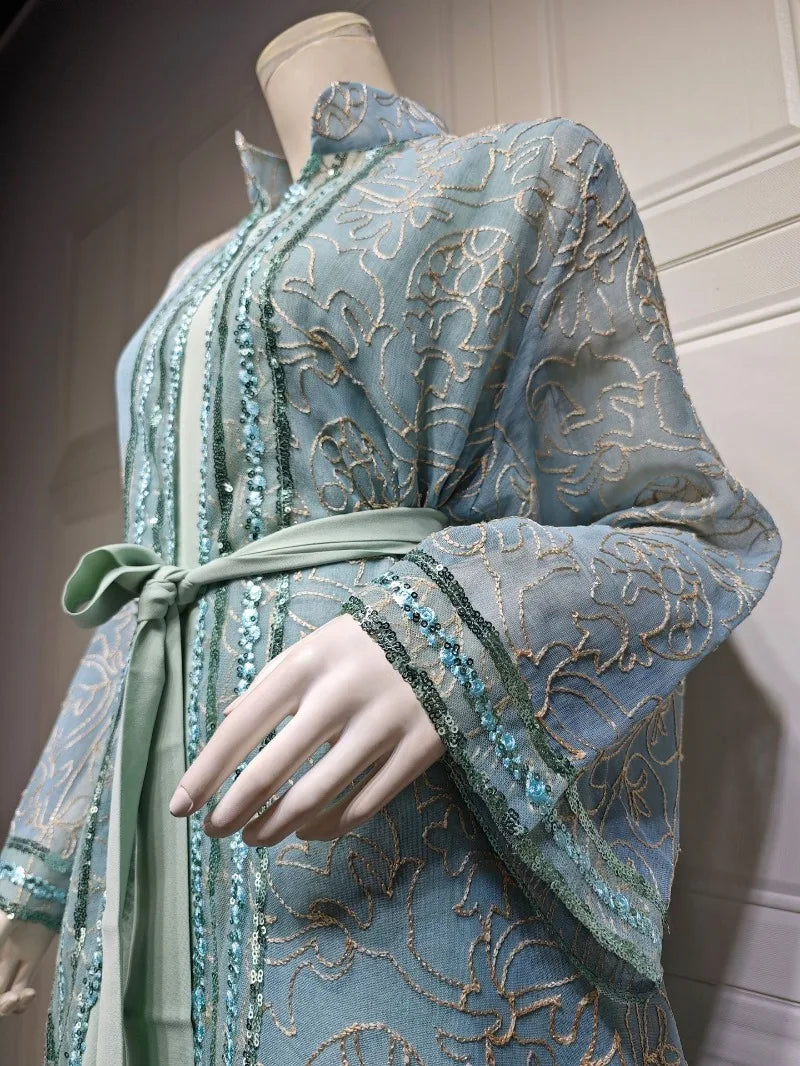 UNI Muslim Abaya Indische Anarkali Anzüge für Frau Dubai Tägliche Party Kleid Mode Langarm Gürtel Kleidung Muslimischen Robe