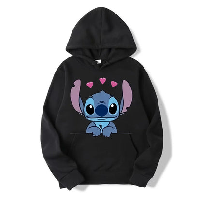 Disney Stitch Cartoon Anime Women Pullover Spring Autumn Men Oversized Hoodie 2024 Fashion Casual Couple Sweatshirt Clothes Tops.