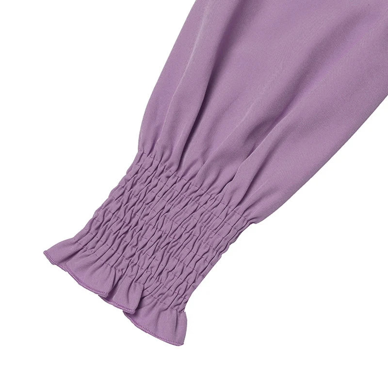 ZANZEA Elegantes Damen-Plisseekleid, edel, gesmokte Bündchen, langärmelig, O-Ausschnitt, Fit und Flare, lang, Vestidos, Pendeln, solide Party-Roben