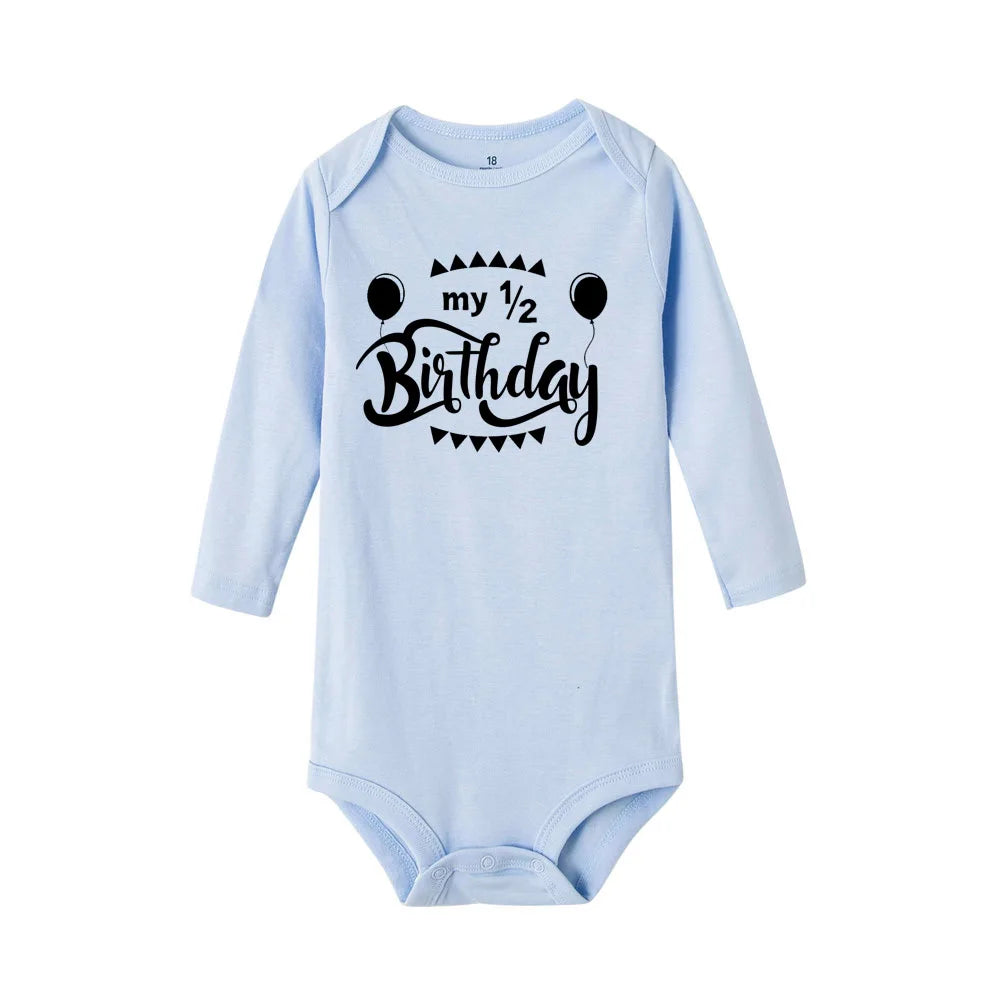 Baby Body Es Ist Mein Halb Geburtstag Briefe Drucken Weiß Kind 1/2 Geburtstag Party Outfit Kleidung Baby Infant Dusche Tragen geschenke