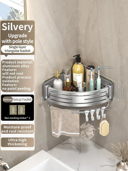 Kein Bohren Aluminium Badezimmer Regal Regale Shampoo Make-up Lagerung Halter Küche Organizer Wand Badezimmer Zubehör