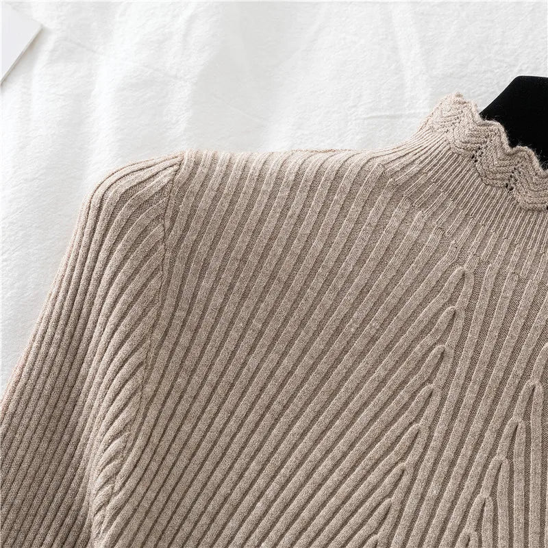 2026 weibliche Dünne Koreanische Strickwaren Tops Herbst Winter Pullover Frauen Hohl-out Pullover Langarm Rollkragenpullover.