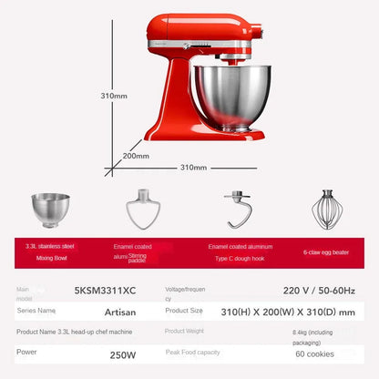 Powerful and Versatile 3.3L Tilt-Head Food Mixer for Home Use 5KSM3311XC Stand Mixer Cake 220V.