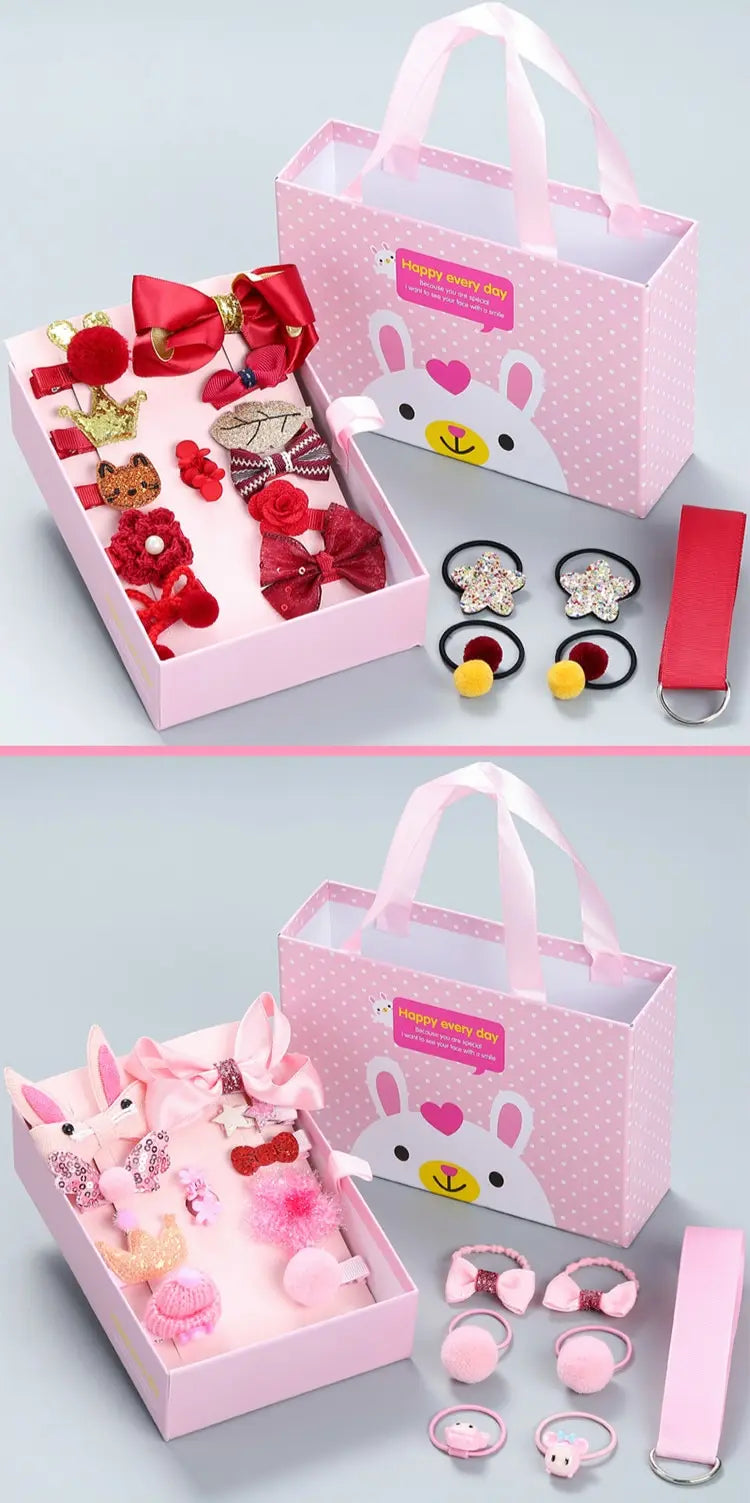 18 Pieces Baby Hair Accessories Princess Headdress Girls Headband Children Barrettes Headband Gift Set Box.