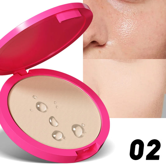 Natural Matte Pressed Powder Oil Control Brighten Whitening Face Base Foundation Compact Concealer Makeup Cosmetics.