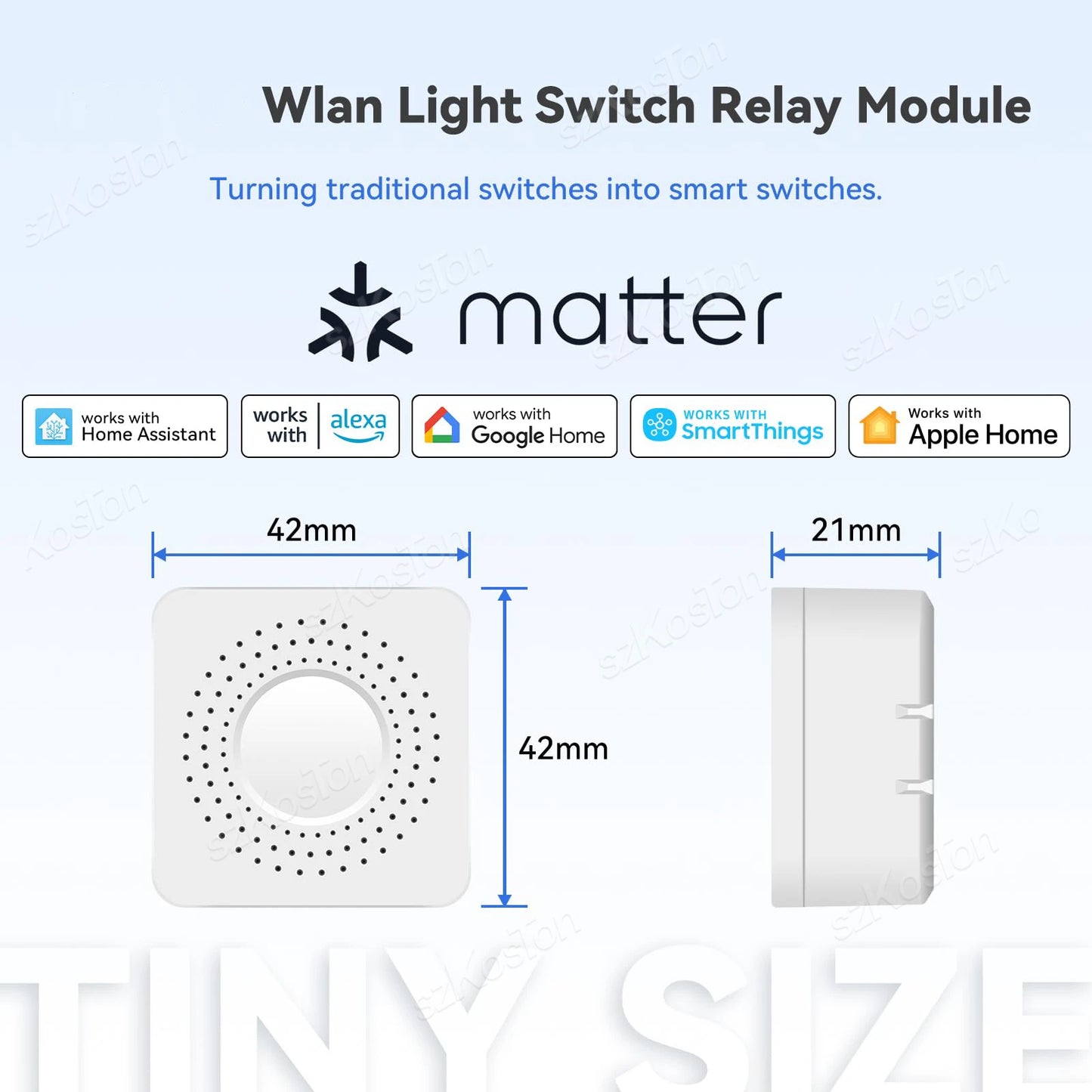 Matter WIFI Smart Switch 1-Kanal-Modul Automatisierungsrelais Smart Breaker Sprachsteuerung Homekit Siri Alexa Google Home.