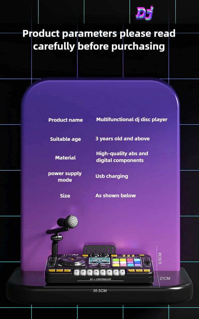 Multifunctional DJ Mixer Children Simulation DJ Controller Live Sound Card Music Player Whac A Mole Game Toys Kids Birthday Gift.