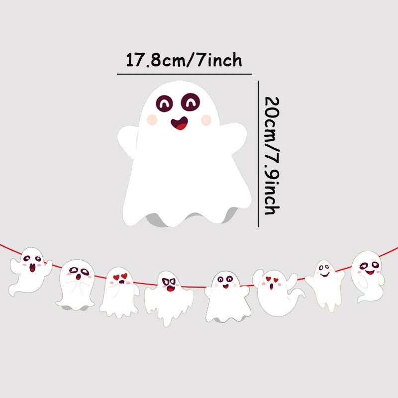 1set Halloween Banner Geist Fledermaus Kürbis Papier Banner Party Favors Kinder Zimmer Tür Wand Fenster Aufhänger Baby Schule Ornament de.
