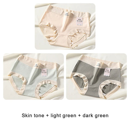 3PCS Female Underwear Antibacterial Pure Cotton Sexy Mid-rise Cotton Panties Woman Traceless Fashions Women's Intimate Intimates