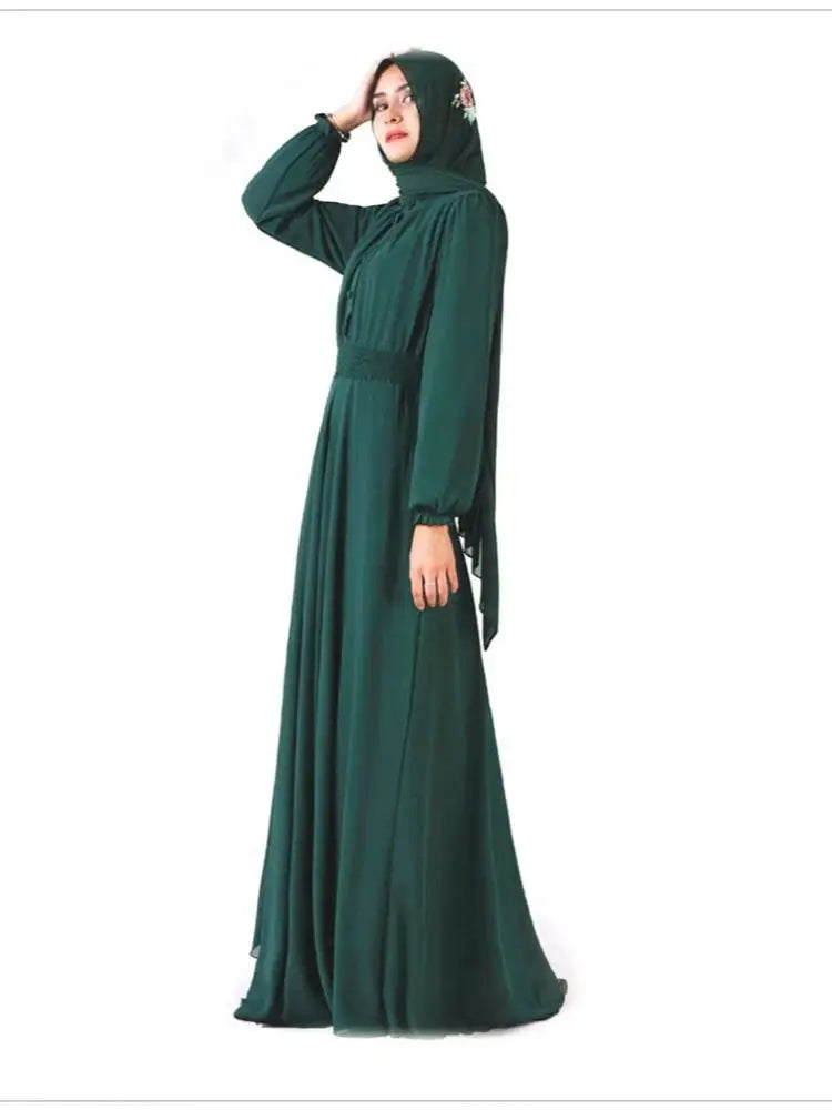 Ramadan Green Chiffon Abaya Damen Dubai Luxury Islam Muslim Dresses For Women Kebaya Kaftan Robe Musulmane Caftan Marocain Femme.