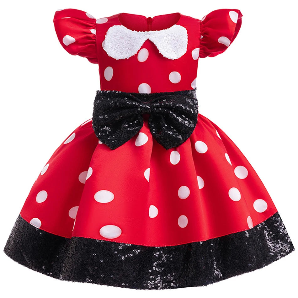 Disney Minnie Mouse Mädchen Polka Dot Schleife Prinzessin Kleid Jungen Kinder Mickey Mouse Halloween Karneval Party Performance Kleidung Anzug.