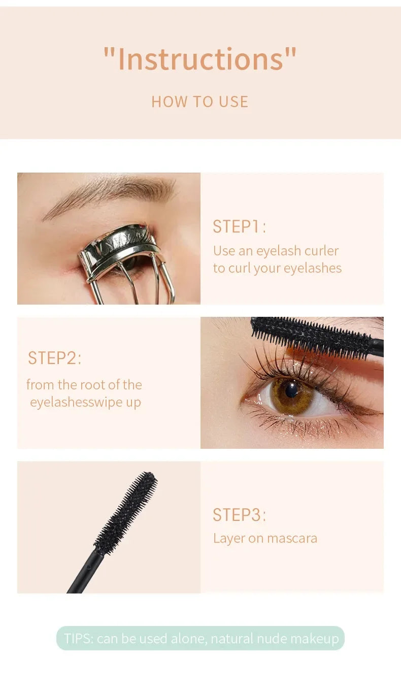 Pink Mascara Waterproof Long Lasting Curling False Eyelash Professional Volume Natural Eyelash Makeup Tools  Lashes Brush
