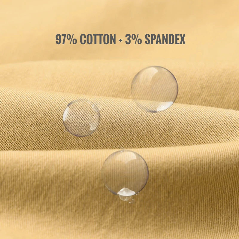 Cotton Men's Casual Pants Straight Stretch Trouser Male Fashion Slim Business Dress Golf Office Spring Autumn Khaki Black Formal.