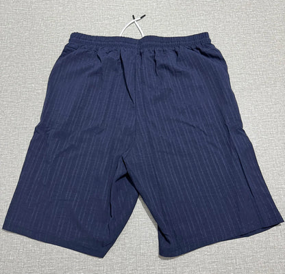 Lazy Street Style Vertical Stripe Slimming Shirt Shorts Two-piece Set No Need To Pair With Autumn Men's Thin Knit Sports Suit.