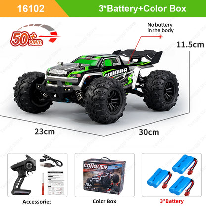 Teeggi 16101 /16102 PRO 1:16 High Speed RC Car With LED Light Drift 70KM/H 4WD RC Off-Road Car Monster Truck Toy For Kid Gifts