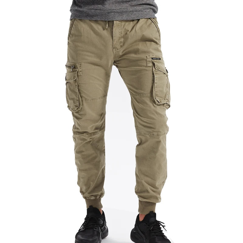 2024 New Cotton Men Cargo Pants Khaki Casual Men Tactical Joggers Cargo Multi-Pocket Fashions Black Army Trousers Work Wear.
