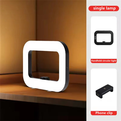 FANGTUOSI New Handheld Ring LED Rechargeable Fill light Portable Mobile Phone Live Photography Desktop Rabbit Cage Selfie Light.