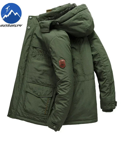 Winter Fleece Long Jacket Men Casual Thicken Warm Cotton Padded Jackets Man Fashion Hooded Outdoor Windproof Parkas Snow Coat.