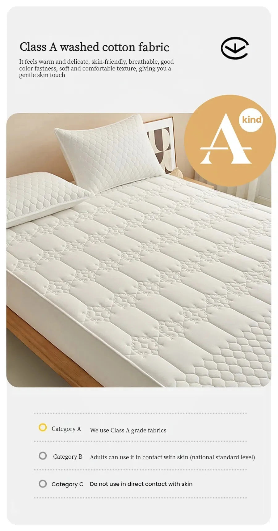 WASART King Size Double Bed Quilted Waterproof Mattress Protector Cover Elastic Fitted Sheet Protection Pad Thick Bedspread 150.