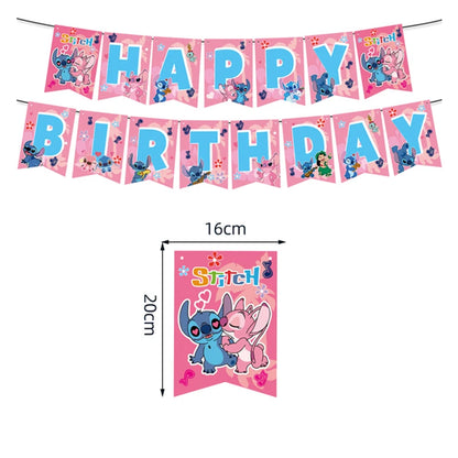 Disney Rosa Stich Geburtstag Party Dekorationen Mädchen Einweg Geschirr Ballon Kuchen Topper Tischdecken Liefert Baby Dusche.