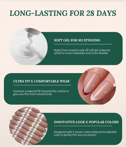 Nailpop 150Pcs French Gel Nail Tips Medium Almond Pre-Colored Press on Nails Skin Tones Soft Gel Nails False Nail Extensions.